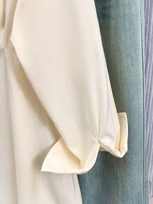 Women's Pleated Waist Shirt, Solid Color Button-Down Blouse With Notch Lapel And Front Buttons, Slim Fit Office & Lounge Top For Fall Winter Spring