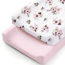 适用于女孩、男孩的弹性尿布垫套，丝滑柔软尿布台套，适合 32 英寸/34 英寸 x 16 英寸波状垫，透气婴儿育儿尿布垫床单