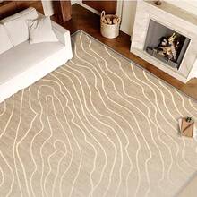 1 pezzo Tappeto da area con arte classica europea - motivo astratto minimalista a linee e onde, in materiale di finta lana di lusso e colori chiari, adatto per soggiorno, camera da letto, dormitorio, ingresso, patio, lavabile in lavatrice, tappeto grande per tutte le stagioni, decorazione domestica estetica/decorazione natalizia