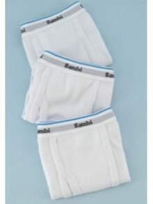 SET 3 PIEZAS Bóxer adolescente algodón premium corte clásico colores básicos fáciles de combinar frescos transpirables cómodos ropa interior juvenil - Blanco - Ver 4