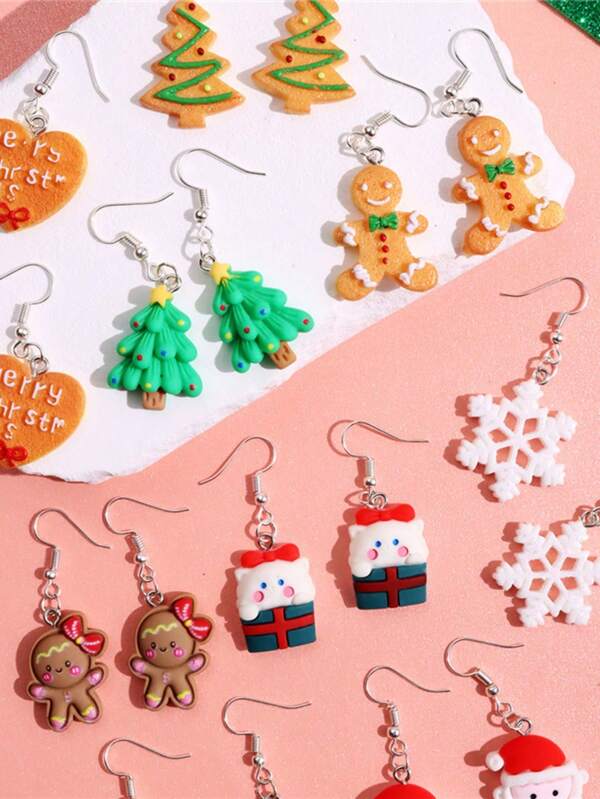 Christmas Series Santa Claus Gift Snowflake Earrings, Reindeer & Snowman Earrings