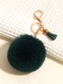 1 chiếc tua rua nhỏ lông nhân tạo móc khóa mặt dây chuyền ô tô túi phụ kiện túi phụ kiện ô tô ý tưởng quà tặng cho giáo viên bạn bè chị em - Màu xanh lá cây đậm - Xem 3