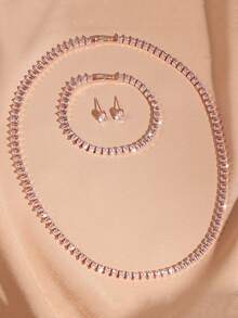 rakol 4 件奢华方晶锆石水滴项链、手链、耳环首饰套装，适合婚礼派对装饰 - 首飾套裝 - 查看 15