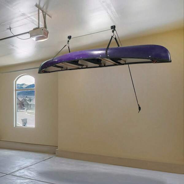 2pcs Black Classic Meatl Kayak Hoist, Ceiling Mount Kayak Canoe Hoist, Kayak Canoe Hoist Lift For Storage Garage For Storage Rooms, Basements, Garages, Utility Rooms,Easy To Install