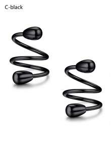 CIZME 2pcs/Set Fake Nipple Rings,Stainless Steel Nipple Rings,Fake Nipple Piercings Faux Nipple Rings For Women Faux Piercing Jewelry - Multicolor-2 - View 21