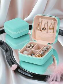 1 pièce Boîte à bijoux de voyage portable, boîte de rangement pour bijoux en PU imperméable, petits bijoux, cabinet d'affichage de bijoux détachable, convient pour les colliers, bagues, boucles d'oreilles, montres, pendentifs, indispensable de voyage, indispensable pour le dortoir universitaire, cadeau pour femmes, cadeau d'Halloween/Noël