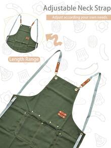1pc Chef Apron For Men Women Canvas Aprons With Pockets Cross Back Resistant Work Apron For Cooking
