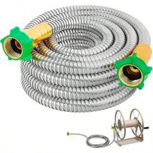 3ft Short Garden Hose With Female To Female Connector Metal Leakproof Leader Hose For Hose Reel Heavy Duty 304 Stainless Steel Flexible Hose For Outdoor Garden Watering Car Pet Cleaning - 15英尺 - 查看 1
