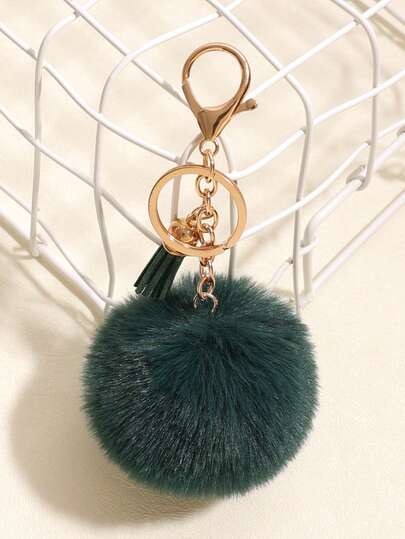 1pc Small Tassel Faux Fur Ball Keychain Car Pendant Bag Charm Bag Charms Car Accessories Teacher Friend Sister Gift Ideas
