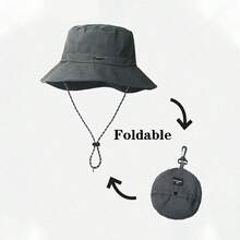 1 件男/女速干纯色钓鱼帽，宽边休闲户外太阳帽，涤纶材质