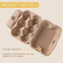 SHINDEL 36PCS 6*4.5Inch Half Dozen Reusable Egg Cartons, Blank Natural Pulp Egg Cardboard Paper Holder Container For Farm Market, Fridge, For Easter, Camping, Birthday Party, Family Gatherings, Father's Day, Wedding, Kitchen - Brown - View 4