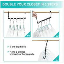 3/6-Pack Magic Hook Plastic Clothes Hanger Connectors Are Made Of Thickened ABS Plastic And Come With Multiple Hooks. The 5-Ring Design Saves Space, Provides Non-Slip Storage, And Features An American-Style Rotating Windproof Device.