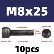 10件/20件/25件 M3/M4/M5/M6/M8/M10 15-60mm 长度 12.9级圆柱头内六角螺钉，高强度内六角螺钉 - 黑色 - 查看 30