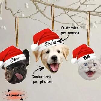 1pc Customized Photo Christmas Ornament - Personalized Acrylic Pet Memorial Pendant With Pet Face And Custom Name. Lightweight And Easy To Hang, It Is Both A Memento To Cherish Memories And An Ideal Christmas Gift For Pet Lovers.,Christmas Gift Supplies