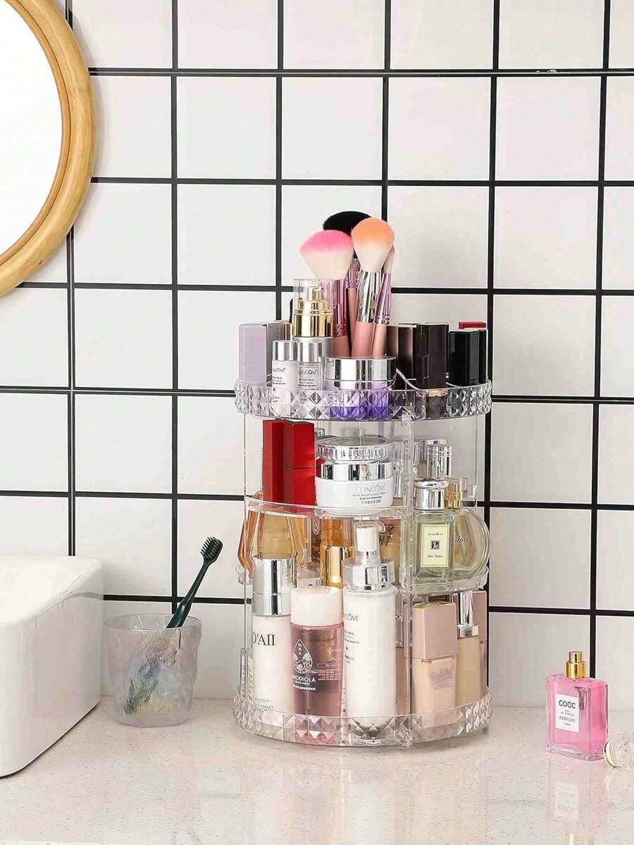 Organizador 360 de maquillaje giratorio, Soporte ajustable para almacenamiento de maquillaje,Transparente - Multicolor - Ver 1