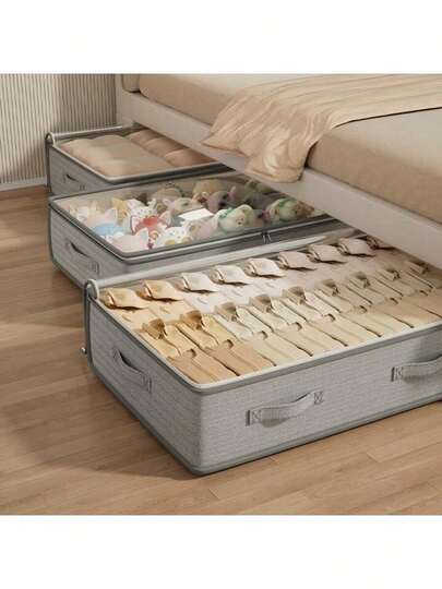 1pc Foldable Underbed Storage Bag, Excellent Functionality And Versatile Use For Blankets, Skirts, Quilts, Pillows, Clothes And Underbed Storage, Space-Saving, Ideal For Labor Day, Underbed Storage