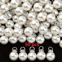 50/100 pezzi 12mm Perle bianche in acrilico con decorazione in strass - Durevoli, lucide, ideali per la creazione di gioielli fai-da-te, pendenti, orecchini, collane