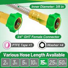 3ft Short Garden Hose With Female To Female Connector Metal Leakproof Leader Hose For Hose Reel Heavy Duty 304 Stainless Steel Flexible Hose For Outdoor Garden Watering Car Pet Cleaning - 15英尺 - 查看 5
