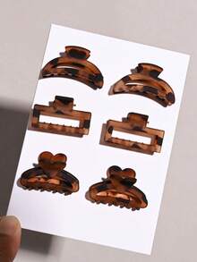 6 piezas Clips de pelo de mujer de unicolor simple, versátiles y adecuados para el uso diario, de tamaño mediano y pequeño, ideales para decorar el cabello recogido a media altura o de longitud hasta los hombros en otoño/invierno. Colores: burdeos, negro, café, caqui, blanco. Elegantes accesorios de invierno para el cabello