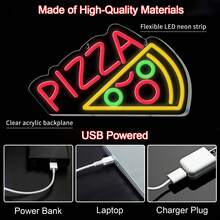 Pizza Neon Sign For Pizzeria Decor, Pizza Shaped Neon Sign, Pizza LED Neon Light For Restaurant, Kitchen, Store, Party, Gift, USB Powered