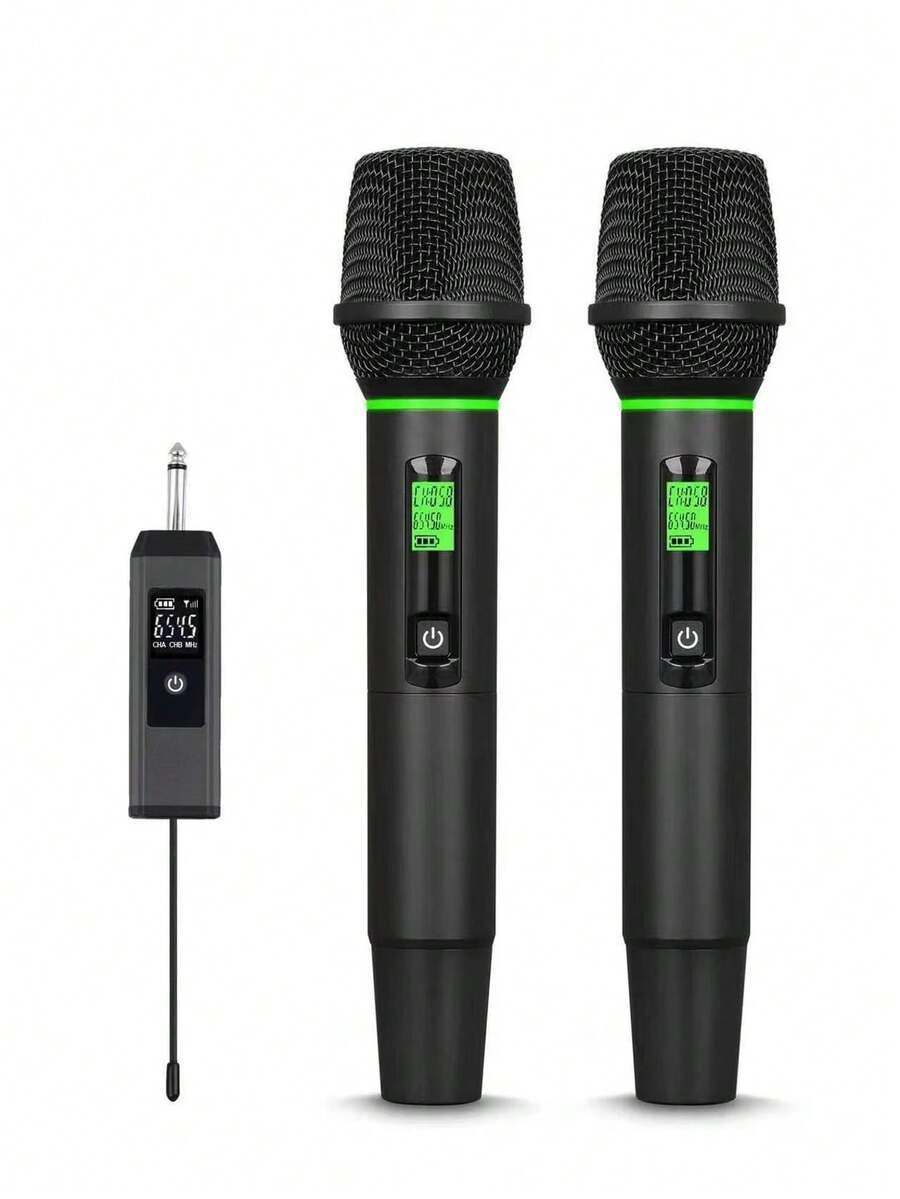 High-Quality Wireless Microphone, Portable Handheld Microphone, Wireless Microphone, Professional Handheld Unidirectional Moving Coil Mute Function, 800mAh Battery, 6.35mm Plug, Blue, Suitable For Karaoke, Gaming, Live Streaming And Video Conferencing, Fashionable Design | Sturdy Structure, Singing Microphone, 2-In-1 Wireless Microphone, Professional Handheld Microphone, Suitable For Karaoke, Parties, Churches, Performance Recording - 彩色 - 查看 1
