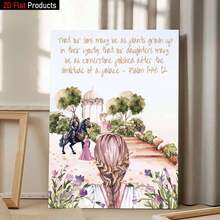 [2D Flat]1 Piece Of Canvas Painting Art Print With Wooden Frame, Medieval Knight And Princess In Garden Scene, High Quality Wall Art Printed Poster Can Be Hung Directly, Pine Frame, Suitable For Spring And Summerroom Decor,Office Art | Exquisite Home Art | Wooden Framed Ar - 多色 - 查看 6