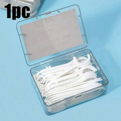 Disposable Plastic Toothpick Floss Combo High Tensile Strength Smooth Floss Interdental Cleaning Food Debris Removal Portable Individual Packaging Oral Care