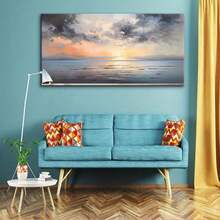 Stunning Ocean Sunset Canvas Wall Art - Modern Abstract Painting With Wooden Frame, Vibrant Orange, Blue & Gray Hues, Perfect For Living Room, Bedroom, Office & Dining Room Decor - High Quality Print On Canvas, Office Artwork | Scenic Sunset Paintin - Nhiều màu - Xem 4