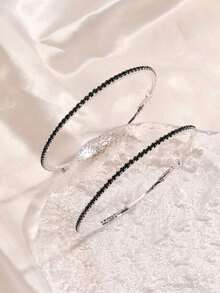 Rhinestone Decor Hoop Earrings