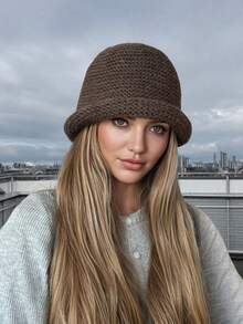 Sombreros de cubo de lana tejida para mujer en invierno, gorros de pescador cálidos, gorros unisex a prueba de frío para exteriores, ciclismo, esquí, sombreros de Panamá para dama