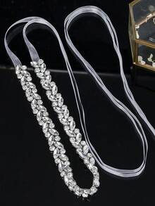 1件镶钻奢华婚纱腰带，手工女士时尚腰带，情人节配饰