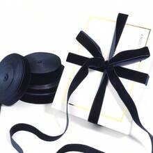 10-25mm 1捲深藍色單面天鵝絨緞帶，聖誕緞帶，珠寶展示包裝，花禮包裝，蝴蝶結，DIY派對裝飾（由於光線問題，圖片與實際產品之間可能存在色差） - 深藍色 - 查看 4