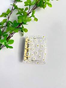 1 件迷你便携式 3 环活页夹，雏菊封面带 PVC 透明外壳，2 种内部纸张选项（空白或网格），约 80 张，适用于办公室、学习、旅行、会议记录、日记本，可作为节日或圣诞节礼物迷你笔记本 - 彩色 - 查看 14