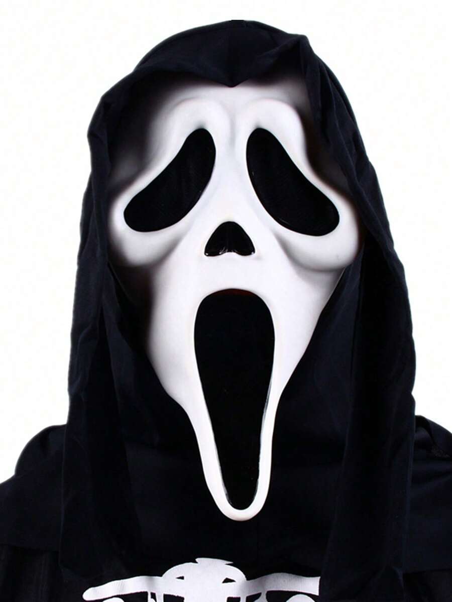 1 pieza Máscara con cara de fantasma gritando, divertida y de terror para el Día de Halloween, disfraz de adulto, accesorios para baile, de látex, Navidad