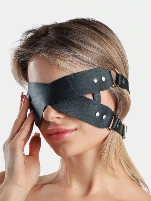 Maschera per gli occhi in pelle con croce per donna, maschera per gli occhi in pelle sexy, accessori in pelle, regalo di San Valentino, imbracatura in pelle per signore