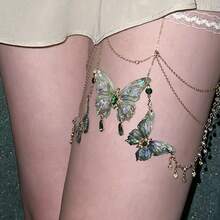Vintage Super Fairy Green Butterfly Leg Chain Sexy Accessories Women's Thigh Decoration Tassel Body Chain European And American Hot Girl Jewelry - Chuỗi chân bướm phù thủy hàng rào - Xem 4