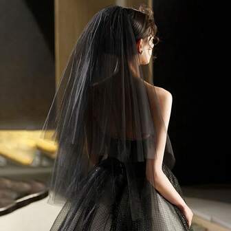 1 件优雅短款裸色薄纱新娘头纱，婚礼头饰，适合婚礼、正式活动、派对、圣诞节和万圣节服装配饰