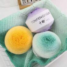 200g/Pack Chunky Gradient Rainbow Color Yarn, Handmade DIY Knitting Knitted For Fashionable Sweaters, Shawls, Blankets, Hats, Headbands - Light Mist Gradient - View 11