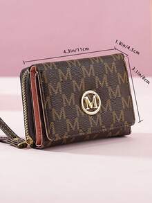 复古字母M钱包 女士短款拉链三折时尚新款多卡位手拿包零钱包 女士钱包 迷你钱包 钱包 小钱包 可爱钱包 手腕包 男士钱包 男士钱包 皮革卡包 零钱包 - 咖啡 - 查看 7