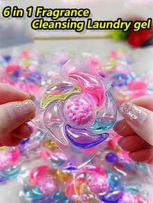 6-In-1 Laundry Detergent Pods, Concentrated Laundry Balls, Long-Lasting Fragrance, Heavy-Duty Stain Removal, Fabric Softener, Scented Beads, Liquid Laundry Detergent - Multicolor - View 6