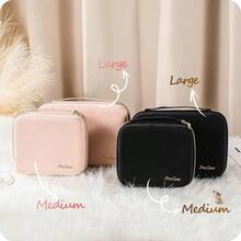 ProCase Large Travel Jewelry Organizer Case Jewellry Home Storage Book Ring Binder With Clear Pockets For Presentation Zippered Pouch Bag For Earrings Necklaces Bracelets Pink