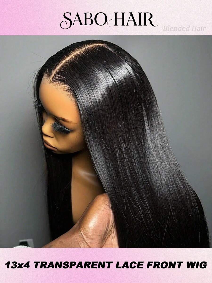 30英寸直发蕾丝前假发，真人混纺发丝，13x6高清透明蕾丝前假发，女士无胶巴西原生发蕾丝前假发，200%密度，预先拔毛，带婴儿发际线