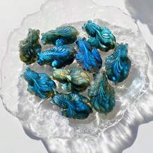 1pc Fashion Natural Labradorite Palm Stone, Chakra Crystal, Stress Relief, Synthetic Gemstone Jewelry Components - Blue - View 7