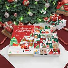 1Set Christmas Advent Calendar Boxes 24 Days Advent Countdown Gift Boxes Christmas Cardboard Number Empty Boxes Xmas Holiday Decoration For Fill Your Own Gift Box - Multicolor - View 6