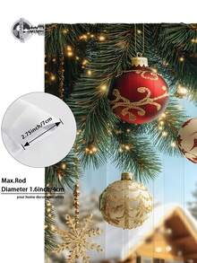 1 pieza Cortina transparente decorativa navideña, adecuada para sala de estar, dormitorio, cocina, fiesta navideña, árbol de Navidad, decoración de otoño, 100g/㎡