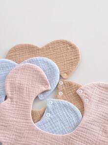 Bộ 3/5 chiếc yếm vải cotton muslin trơn màu ngẫu nhiên cho trẻ sơ sinh - Nhiều màu - Xem 8