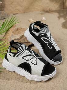 2025 Autumn Black And White Ladies' Sandals, Casual Fashion Women's Platform Sandals With Slip-On, Women's High-End Outdoor Work Light Anti-Skid And Wear-Resistant Leisure Sports Sandals, EVA Integrated Soft And Comfortable Running Shoes, Halloween Female College Students' Outdoor Sports Necessary Breathable Net Running Shoes,