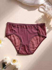 Calcinha feminina sexy de renda com 5 peças - Calcinha sem costura de seda gelada, cintura baixa, macia e respirável para ioga, treino e uso diário - Multicolorido - Ver 4