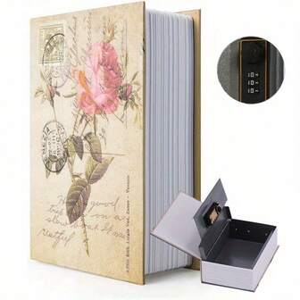 Hollow-Out Design Hidden Safe Box With Password Lock - Vintage Book-Shaped, Beige Cover With Gold Spine, Reliable Cash, Jewelry And Valuables Storage Mechanism - Multifunctional Home/Office/Travel Security Cabinet - Cleverly Disguised Combination Dial Hidden Compartment, Daily Use Decorative Book Safe Box For Storing Cash, Jewelry And Collectibles, Compact And Stylish With Sturdy Lock