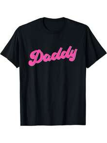Camiseta gráfica de Orgullo Gay LGBT para hombre Daddy Bear - Negro con texto rosa, cuello redondo de manga corta, ajuste H para primavera, verano, otoño, al aire libre y eventos del Orgullo, lavable a máquina, regalo para el Día del Padre - Negro - Ver 1